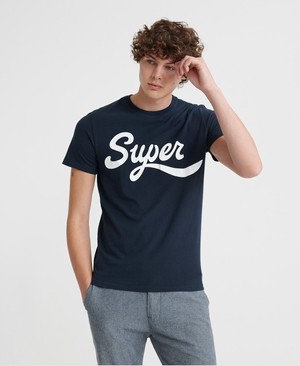 Superdry Super Férfi Pólók Sötétkék | XMSUE9235